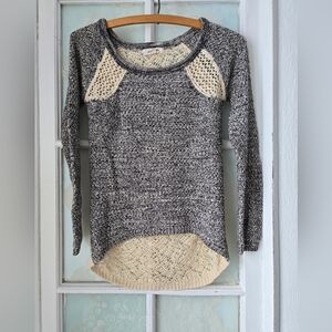 Pink Rose Cream Lace Knit Raglan Sweater XS